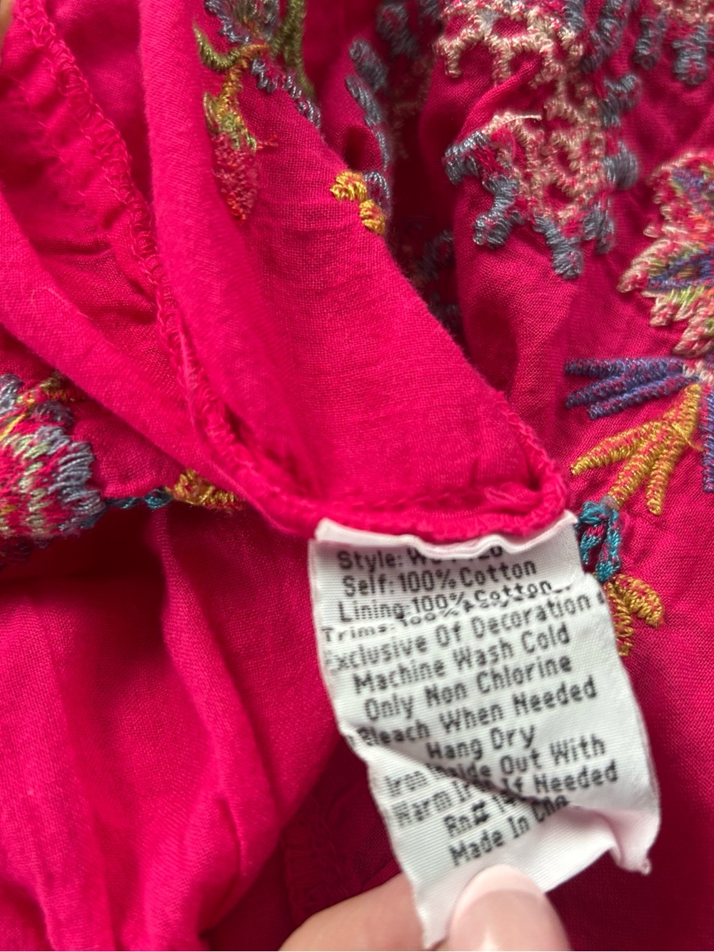 Johnny Was Teyros Embroidered Fuchsia Boho Tunic Dress Size Large L #121 - Picture 12 of 15